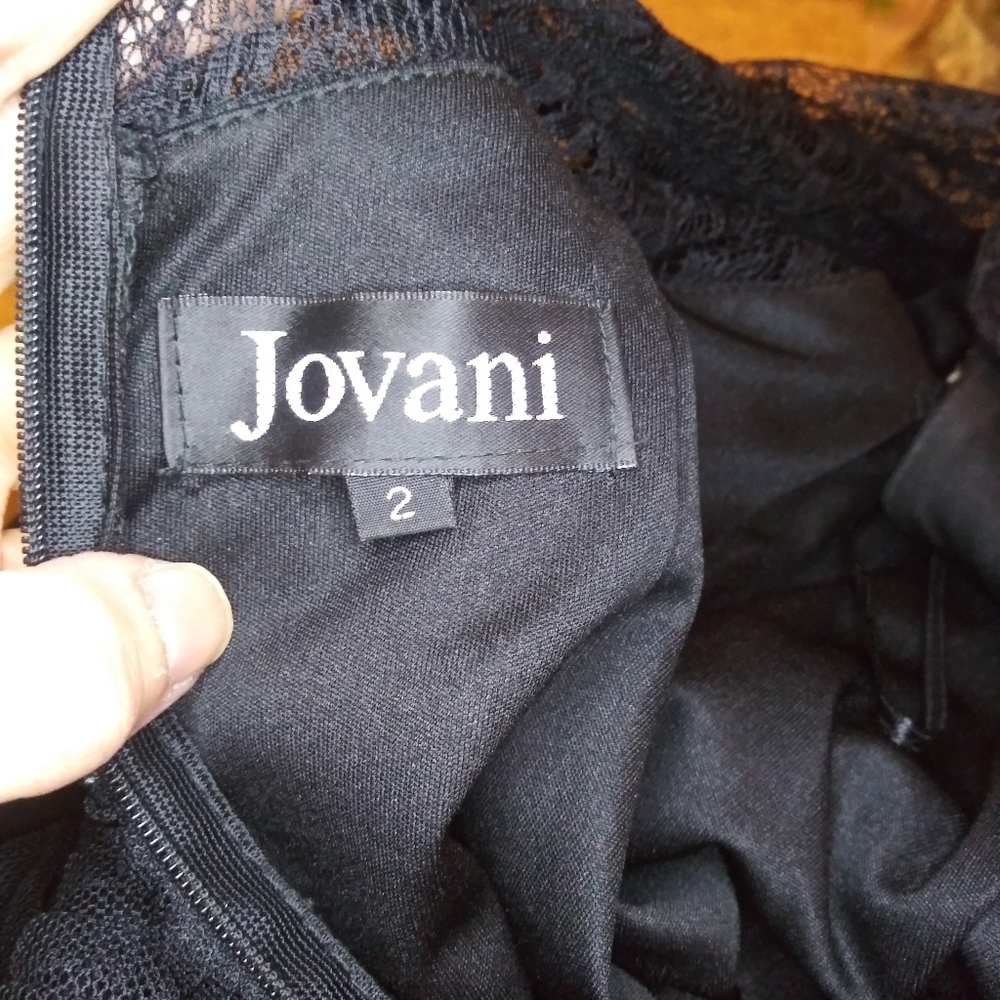 Jovani Sexy Black Rhinestone & Bead Studded Cap Sleeved Cocktail Dress - Picture 13 of 16
